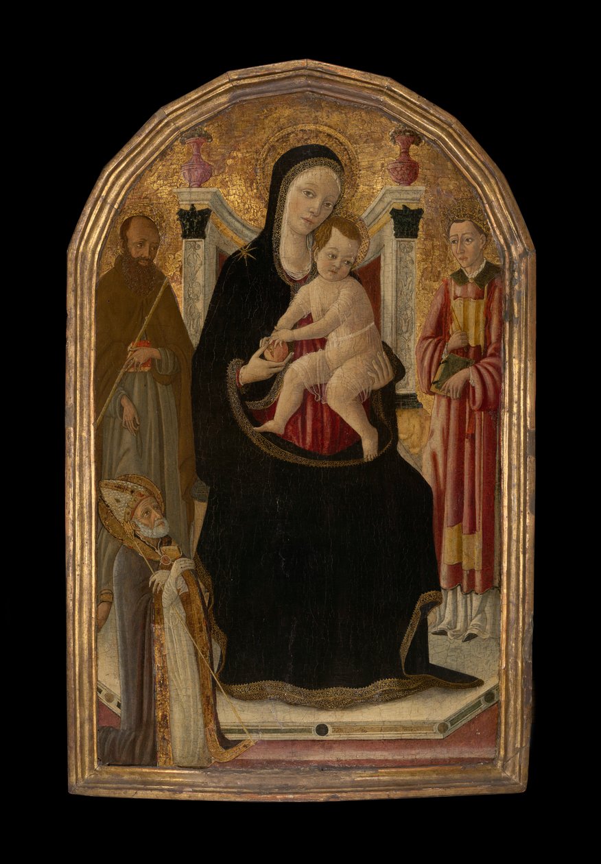 Jomfru og barn på tronen med tre hellige af Matteo di Giovanni