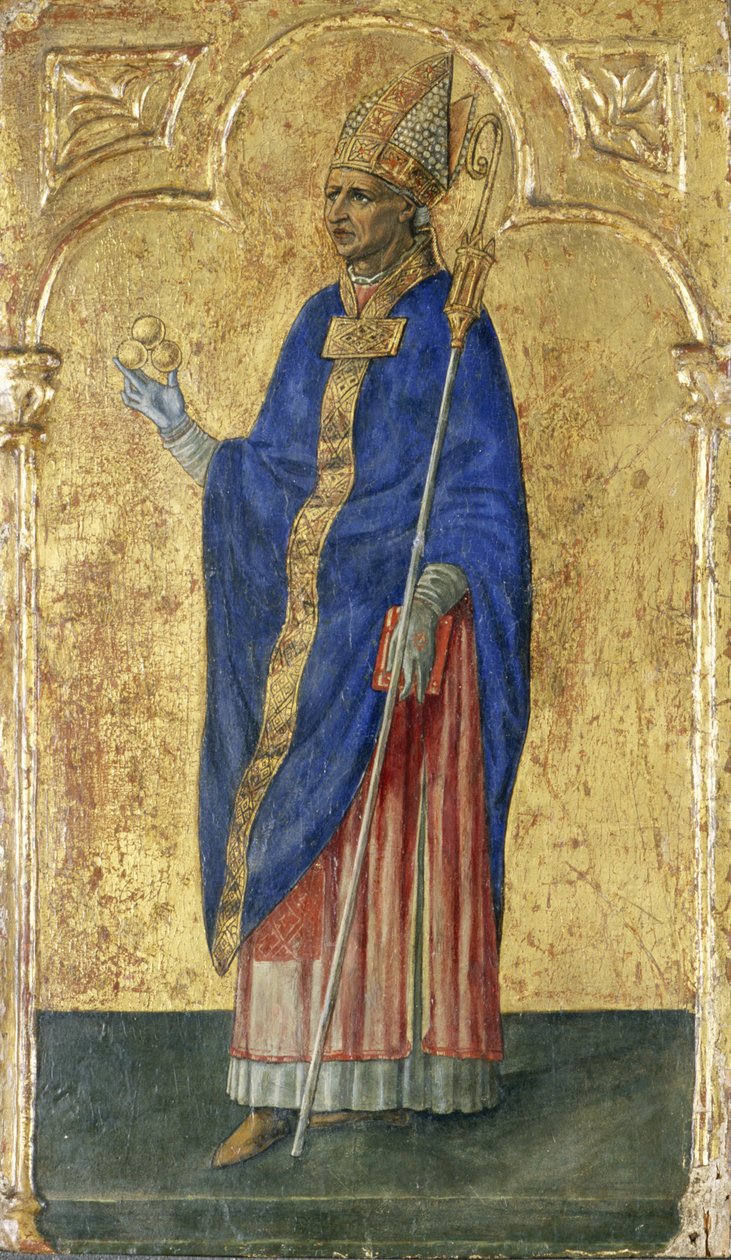 Sankt Nikolaus af Bari (tempera på poppeltræ) af Matteo di Giovanni di Bartolo