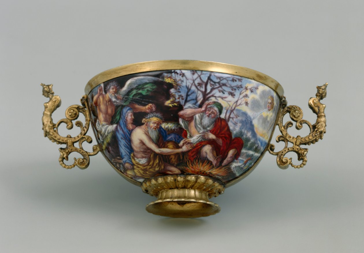 Kop med allegori om vinteren, ca. 1703 (forgyldt sølv og emalje) af Matthaeus II Baur
