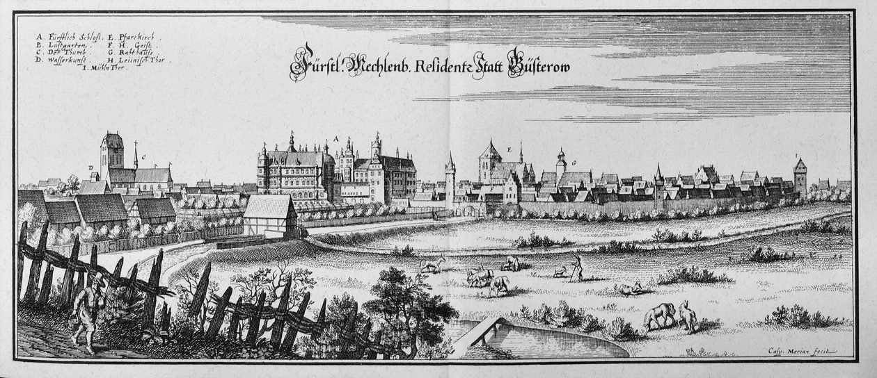 Büsterow af Matthaus Merian
