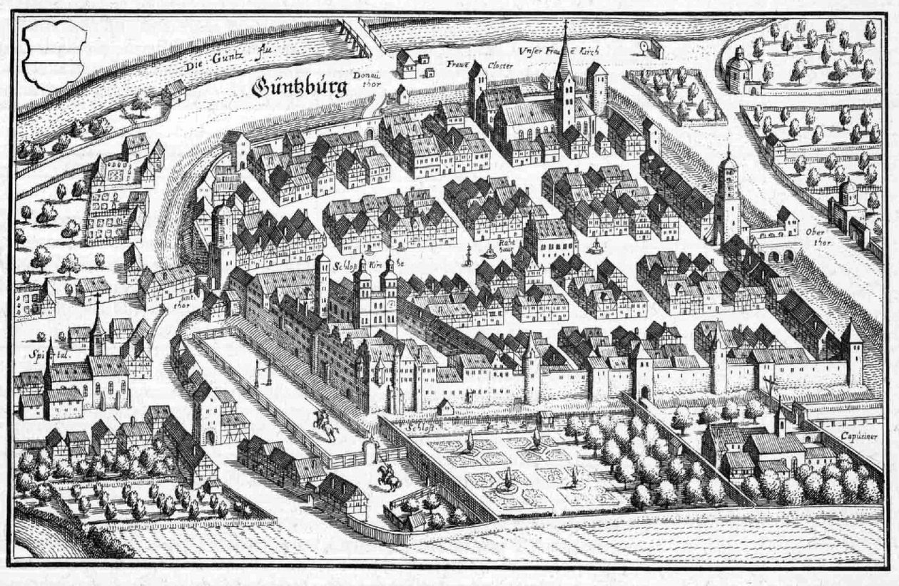 Güntzburg - uddrag fra Topographia Sueviae (Schwaben) af Matthaus Merian