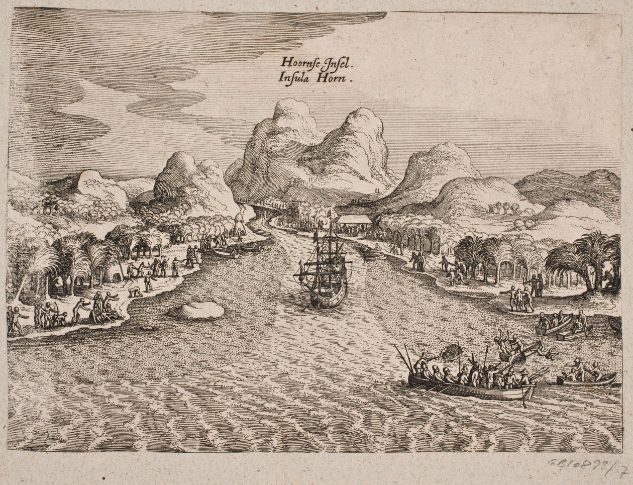 Beskrivelse af Hornøen (Horn Island) af Matthäus Merian d.Æ.