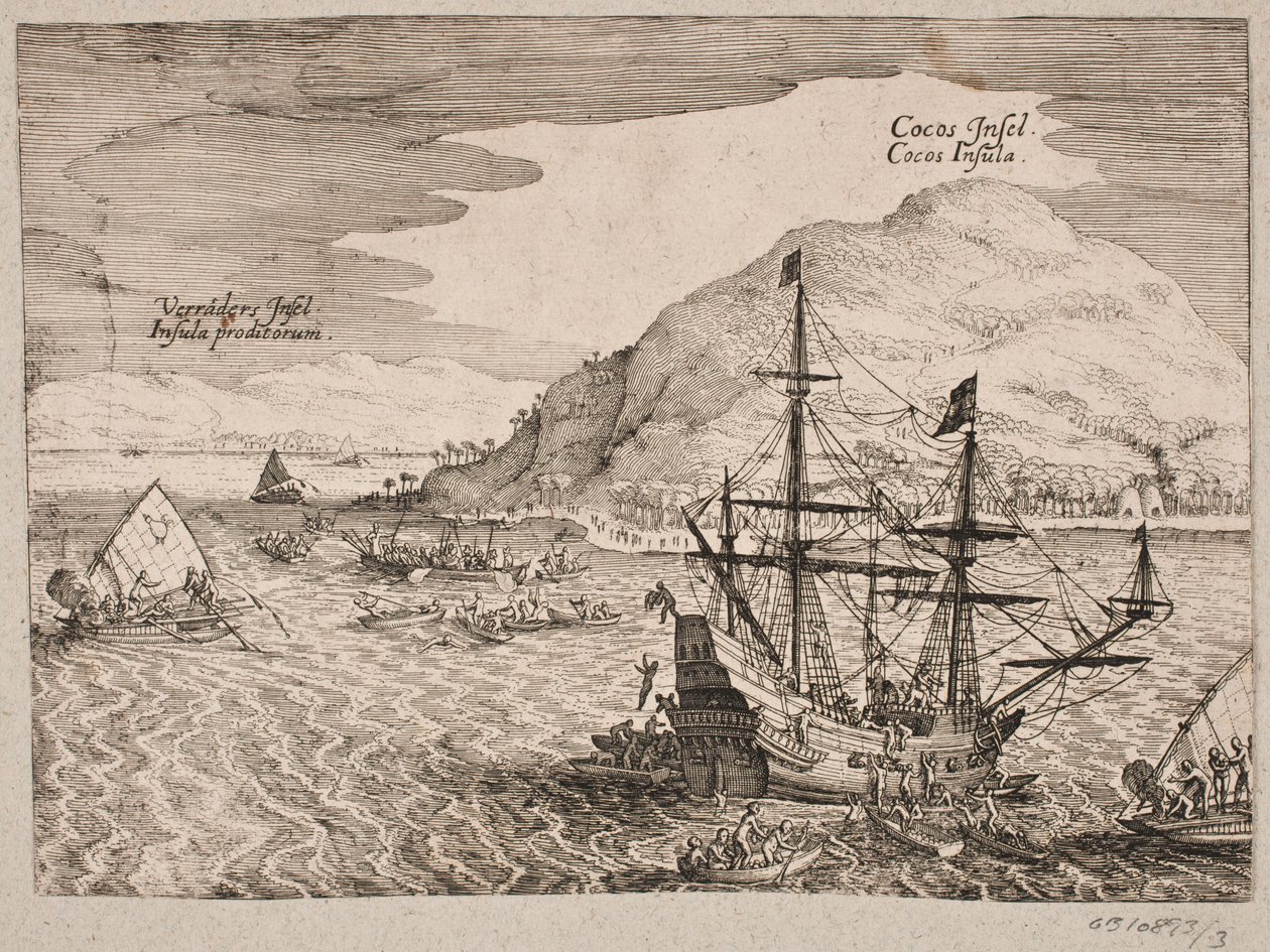 Om hollændernes landgang på Kokosøen af Matthäus Merian d.Æ.