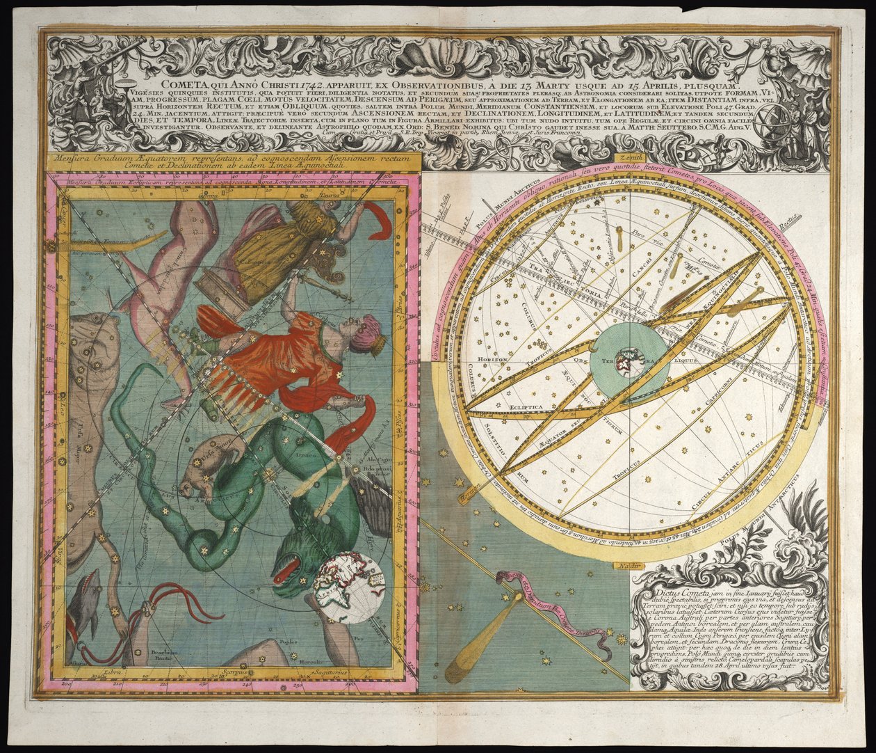 Komet, her anno Christi, 1742 af Matthaeus Seutter
