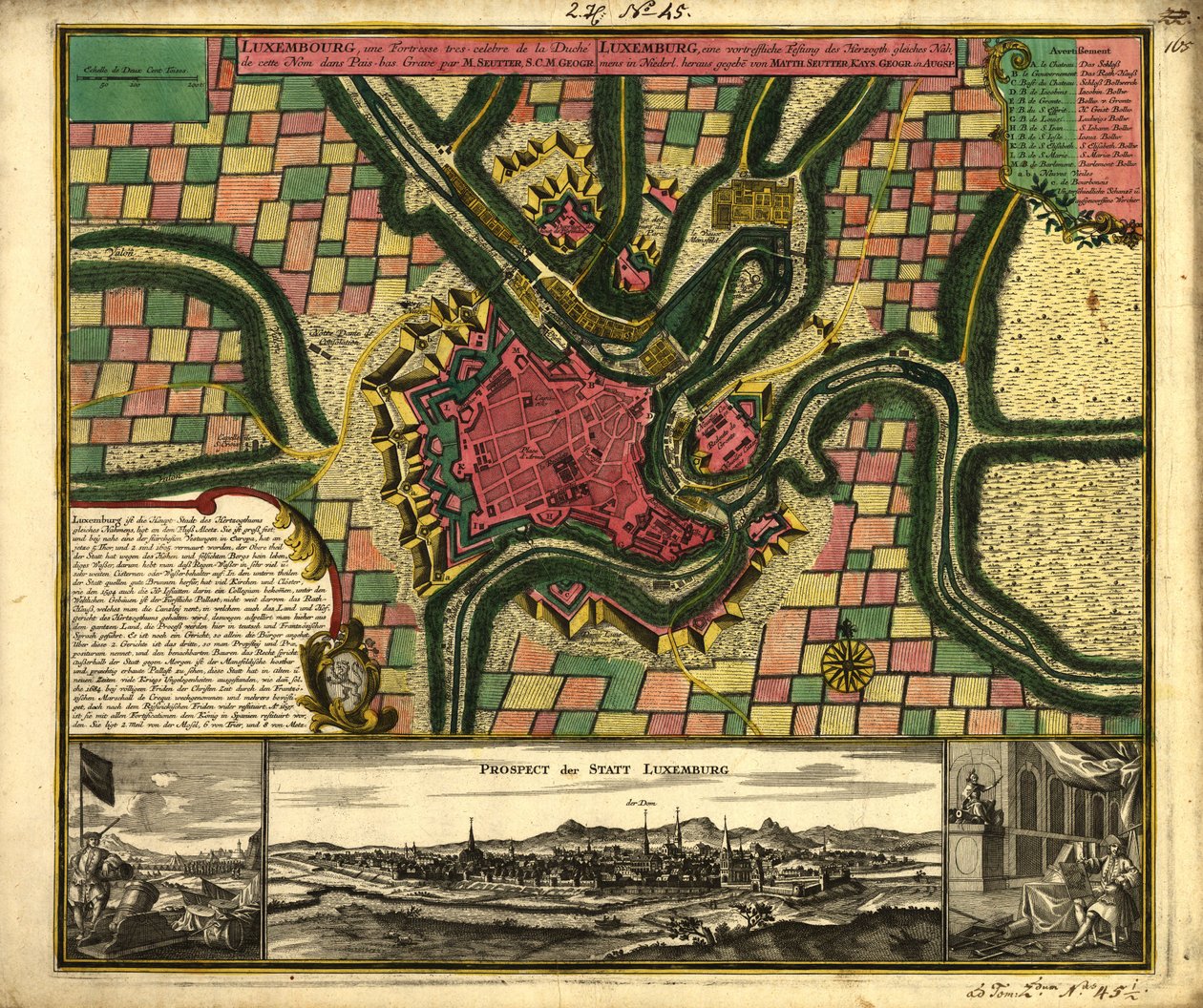 Luxembourg, en meget berømt fæstning af hertugdømmet af det navn i Holland af Matthaeus Seutter