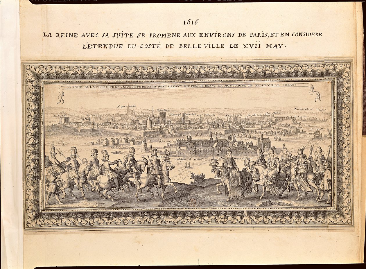 Dronningen med sit følge i udkanten af Paris, 17. maj 1616 af Matthaus the Elder Merian