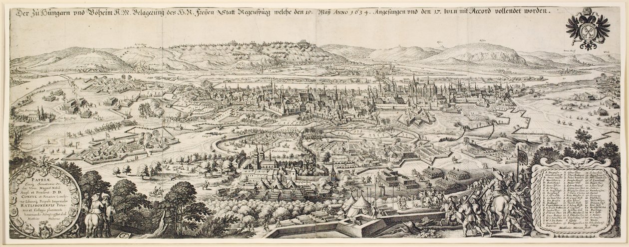 Belejringen af Regensburg, 1634 af Matthaus the Elder Merian