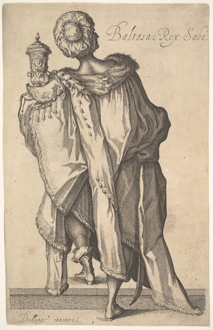 Balthasar, efter figur i The Adoration of the Magi af Jacques Bellange, ca. 1610-50. af Matthaus Merian