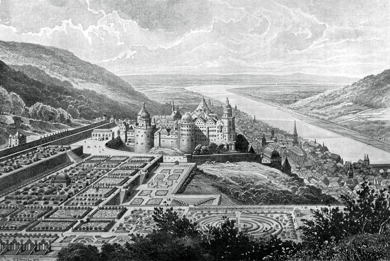 Heidelberg Slot, Tyskland, i 1620 1903. af Matthaus Merian