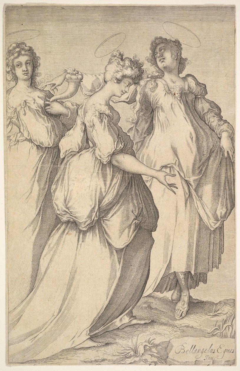 Tre haloerede kvindefigurer, ca. 1610-50. af Matthaus Merian
