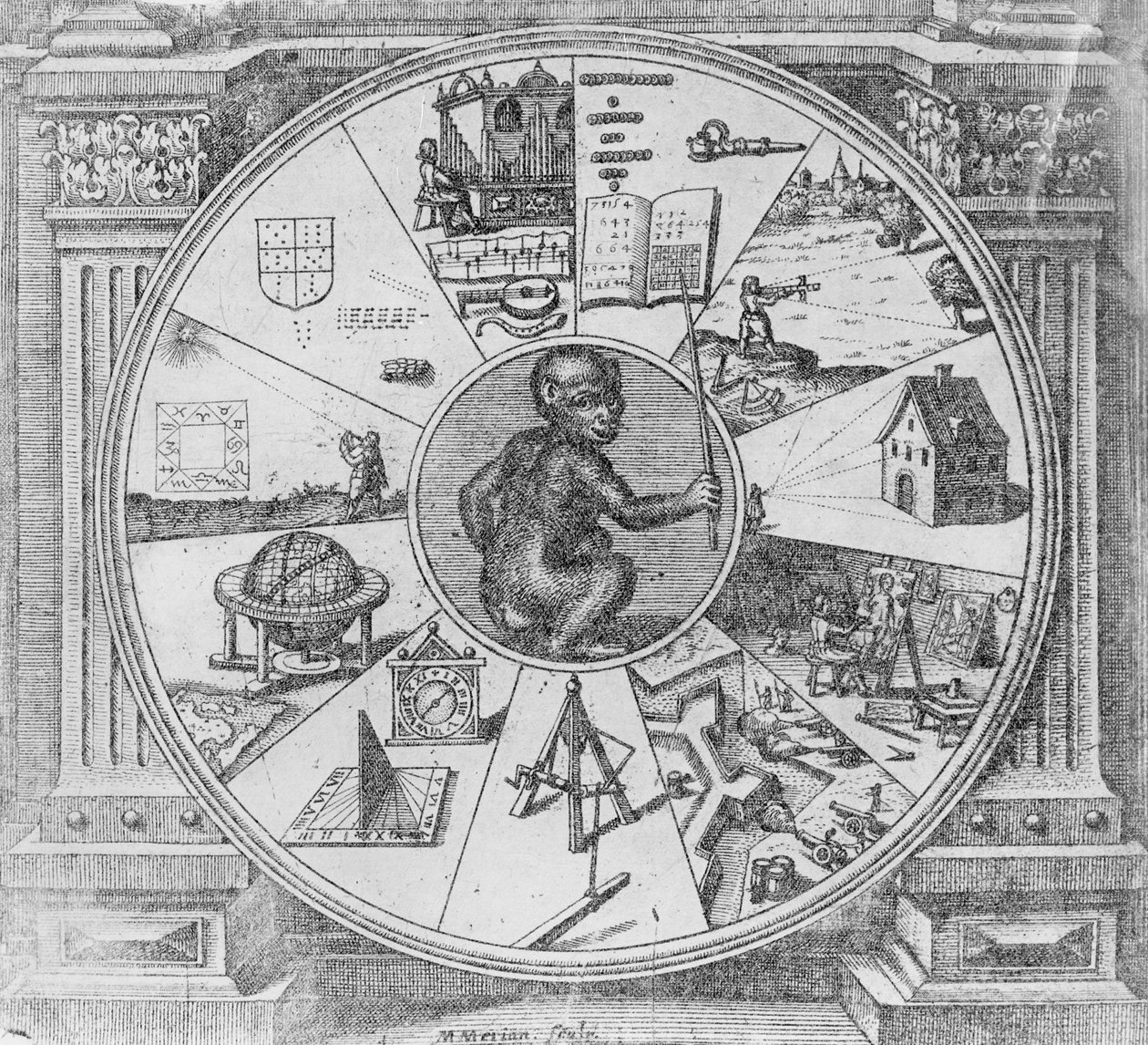 Frontispice til Robert Fludds Giant Cosmic History af Matthaus the Elder Merian
