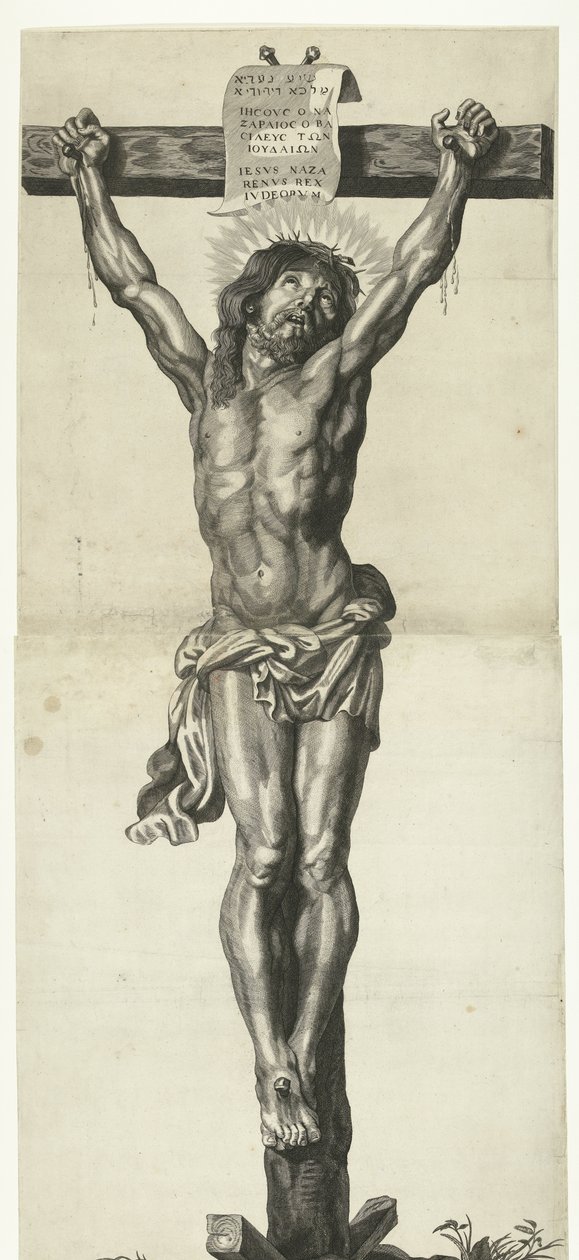 Kristus på korset Serie af Ecce Homo, Kristus korsfæstede, Jomfru Maria og Johannes Evangelisten af Mattheus Borrekens