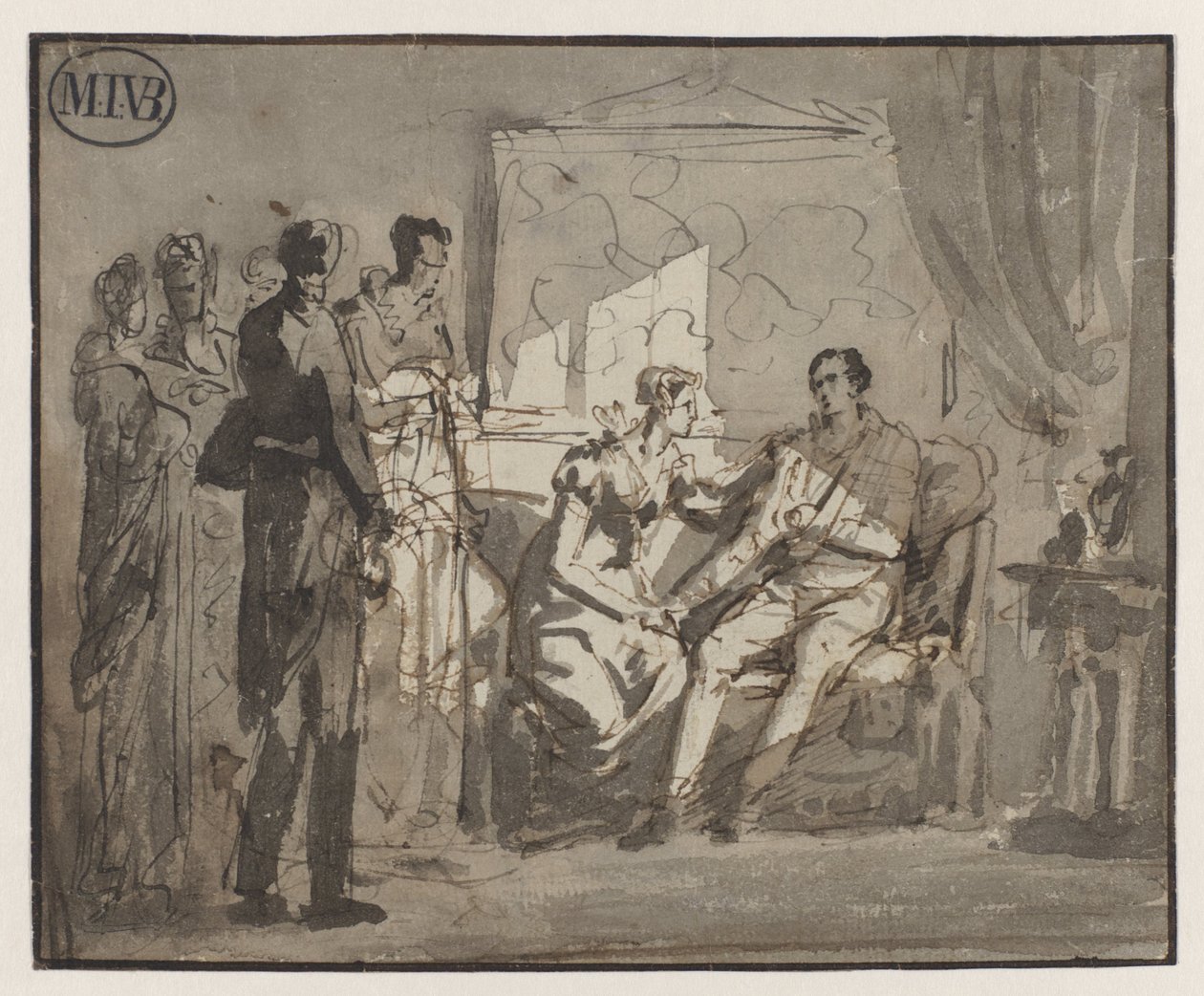 Dronning Wilhelmina besøger den sårede prins af Orange, efter slaget ved Waterloo, i Bruxelles af Mattheus Ignatius van Bree