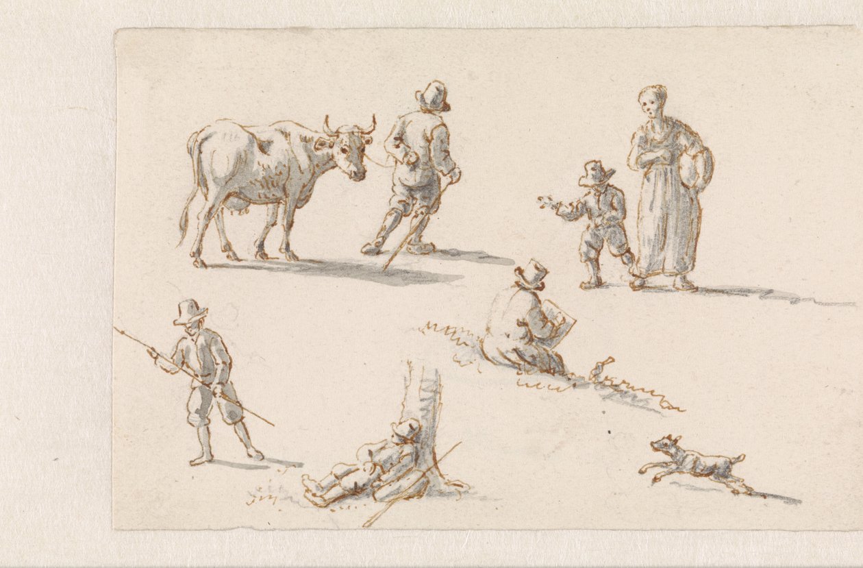 Aeneas og Dido gemmer sig i en hule Tegninger til malerier med episoder fra The Aeneas (serietitel) af Mattheus Terwesten