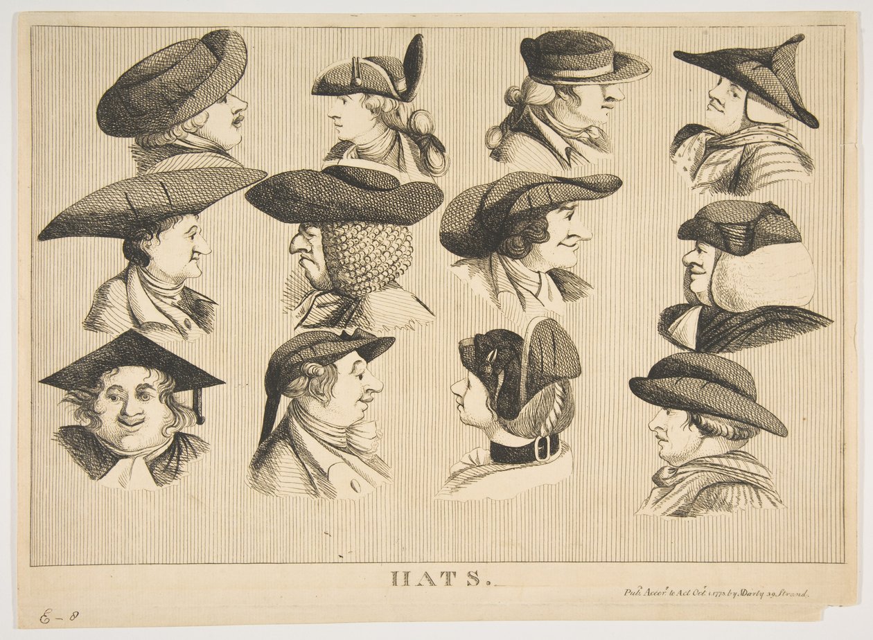 Hatte, 1. oktober 1773. af Matthew Darly