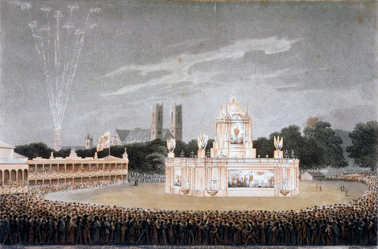 Fyrværkeri i Green Park, Westminster, London, 1814 af Matthew Dubourg