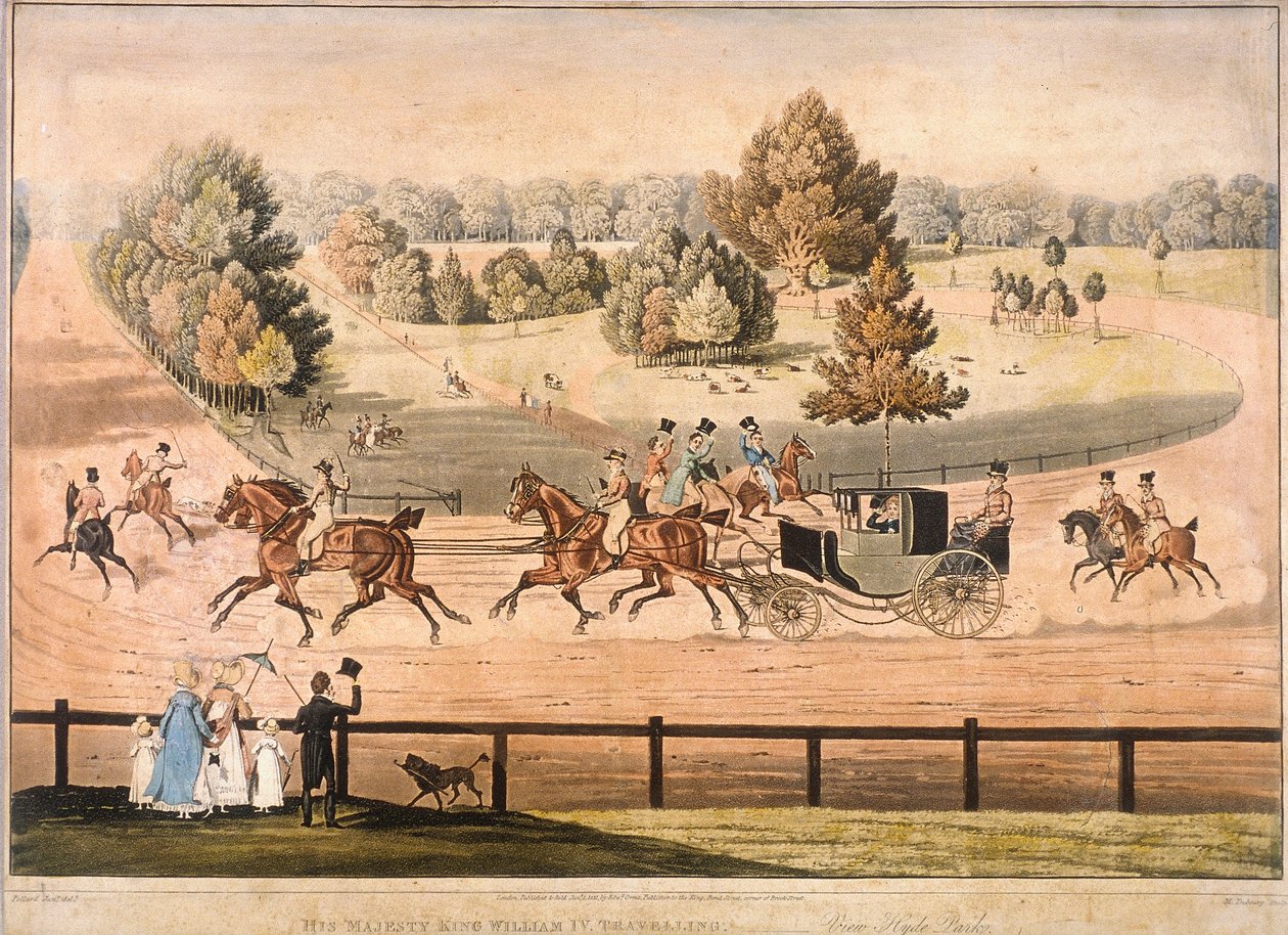 Kong George IV rider gennem Hyde Park, London, 1831 af Matthew Dubourg