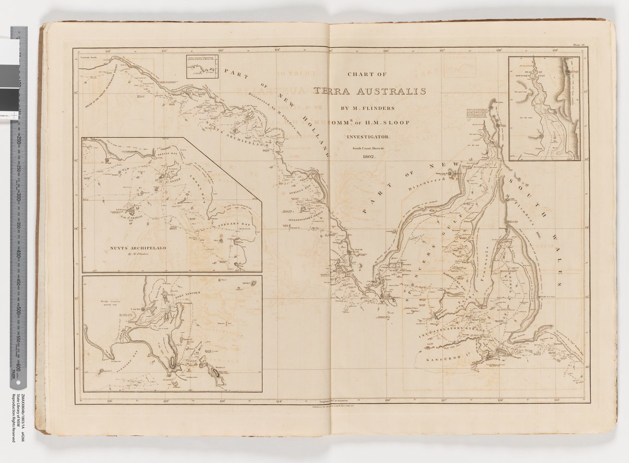 Kort over Terra Australis, sydkysten, blad III af Matthew Flinders