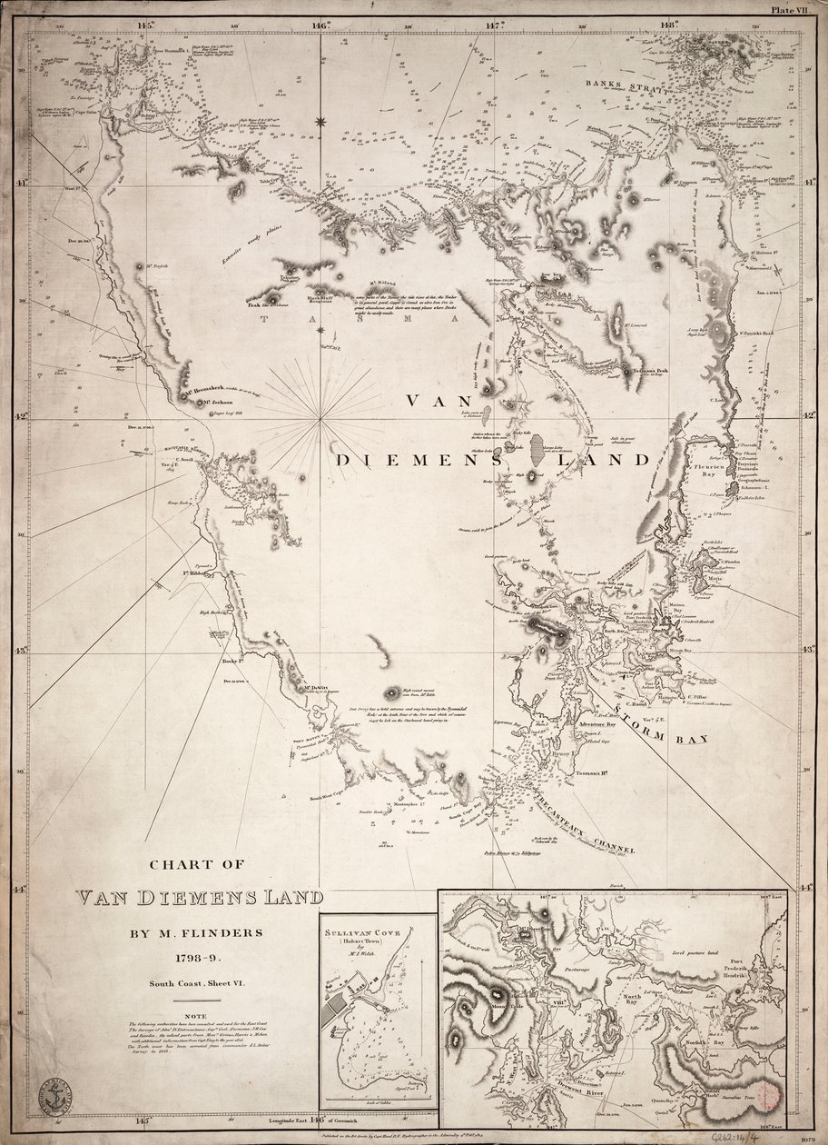 Kort over Van Diemens Land, blad VI af Matthew Flinders