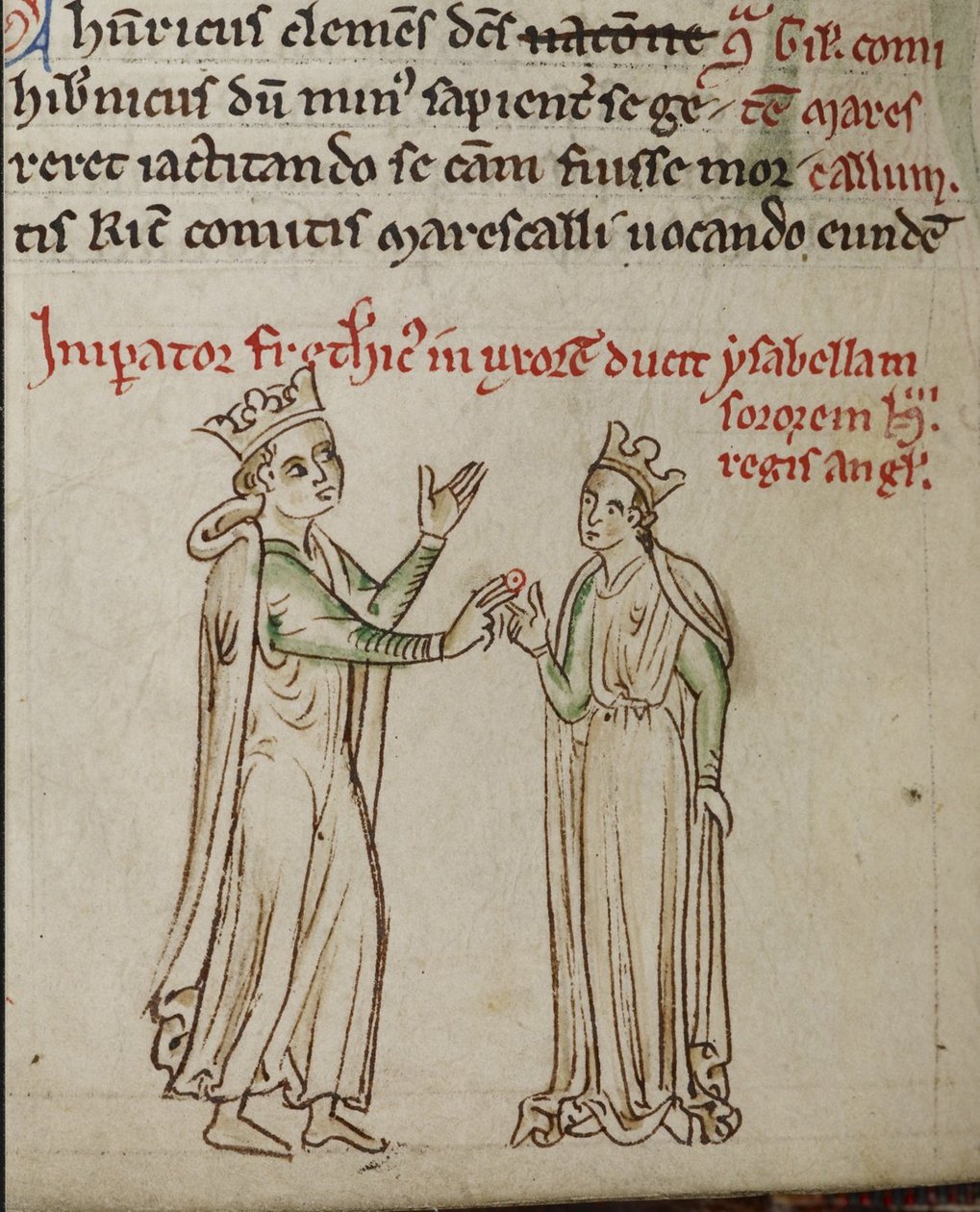 Frederik II og Isabella af England Fra Historia Anglorum, Chronica majora af Matthew Paris