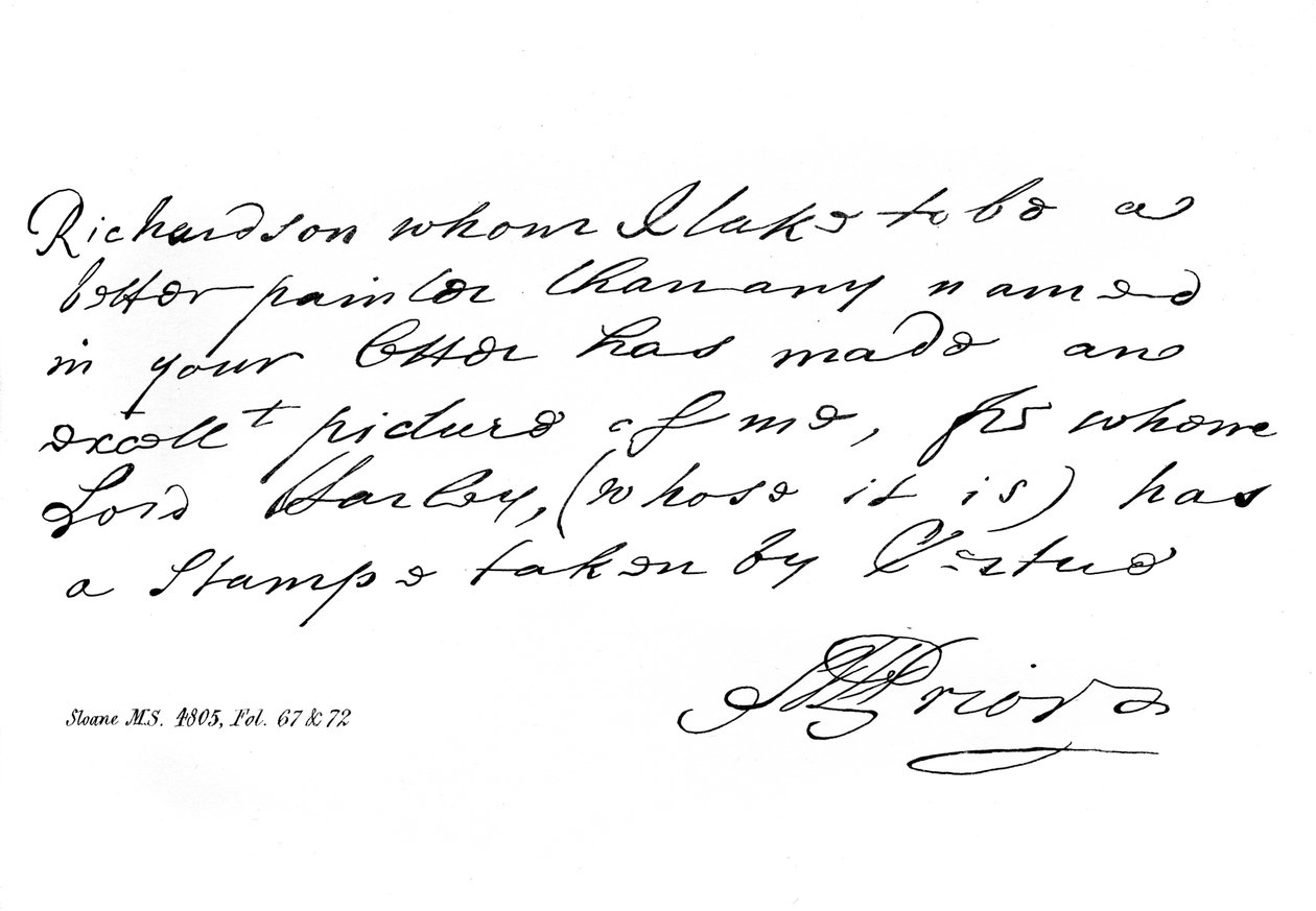 En del af et brev fra digteren Matthew Prior, slutningen af det 17.-begyndelsen af det 18. århundrede, 1840 af Matthew Prior