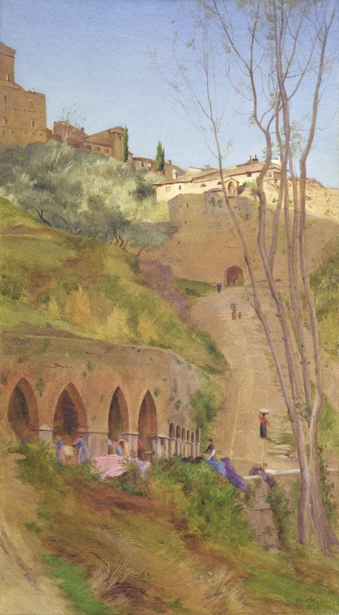 Vaskekvinde ved vaskebrønden, San Gimignano, Italien af Matthew Ridley Corbet