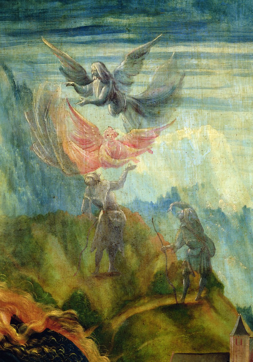 Bebudelse til hyrderne, fra Isenheim-altertavlen, 1512-15 af Matthias Grünewald