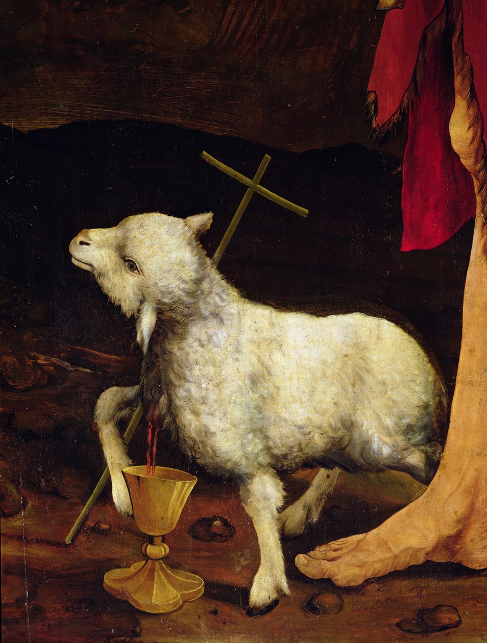Detalje af korsfæstelsen fra Isenheim altertavle detalje af et lam, ca. 1512-16, olie på panel af Matthias Grünewald