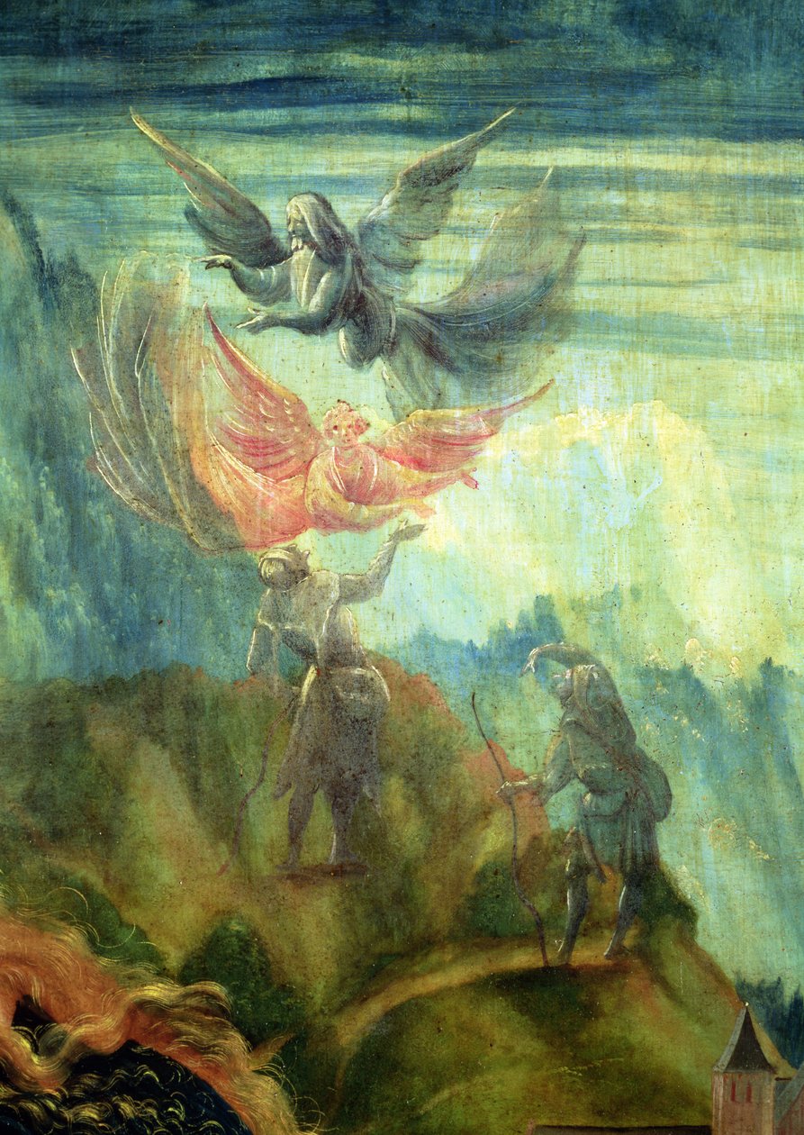 Detalje af fødselsscenen fra Isenheim-altertavlen meddelelsen til hyrderne, ca. 1512-16, olie på panel af Matthias Grünewald