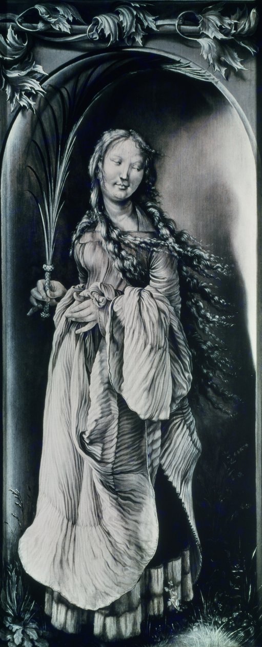 Den hellige Lucy (ca.283-c.304) (grisaille) af Matthias Grünewald