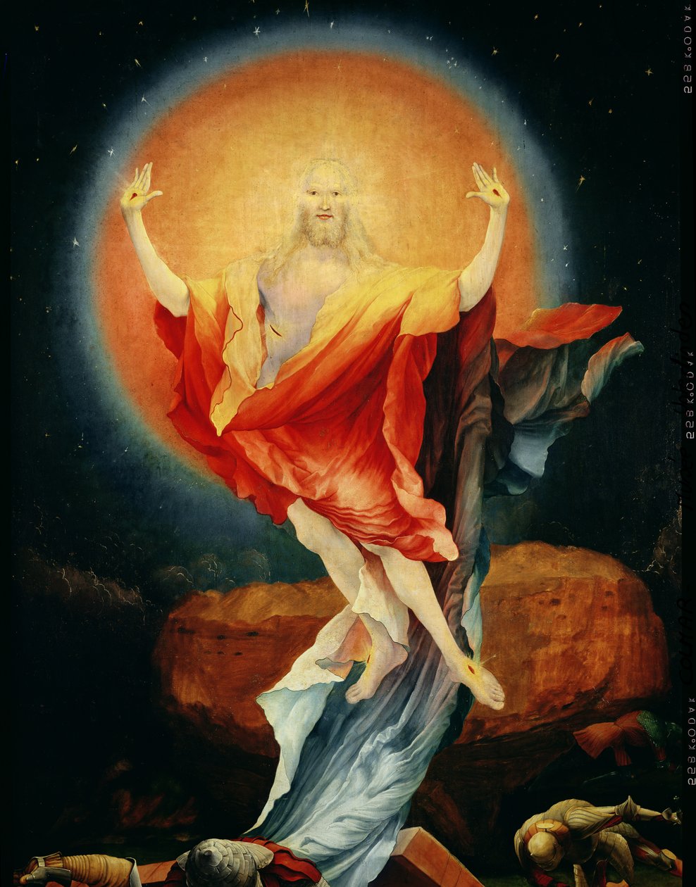Kristi opstandelse, fra højre fløj af Isenheim-altertavlen, ca. 1512-16 olie på paneldetalje fra 17677 af Matthias Grünewald