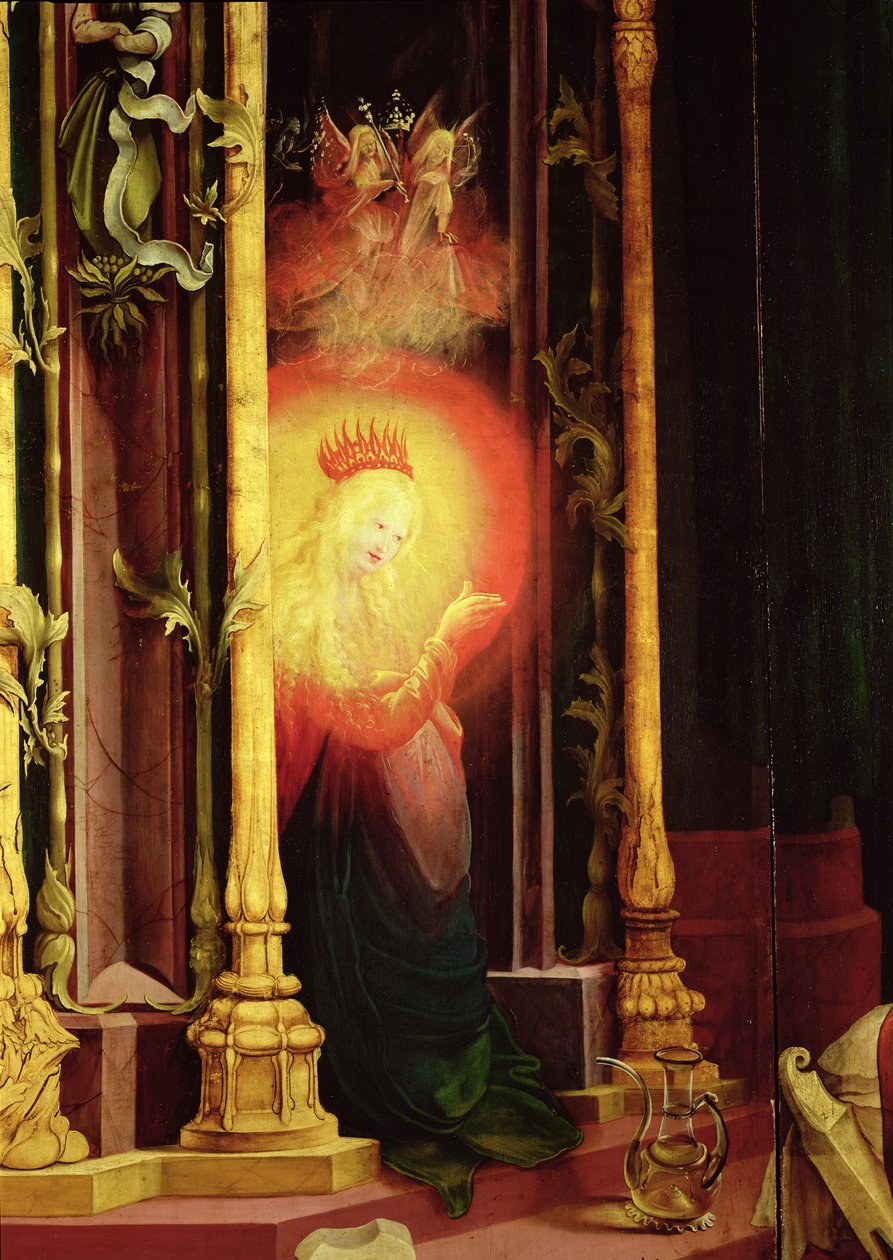 The Virgin Illuminated, detalje fra Englekoncerten fra Isenheim-altertavlen, ca. 1512-16 af Matthias Grünewald