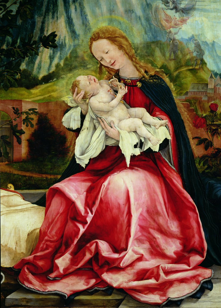 Jomfruen og barnet, fra Isenheim-altertavlen, ca. 1512-16 af Matthias Grünewald