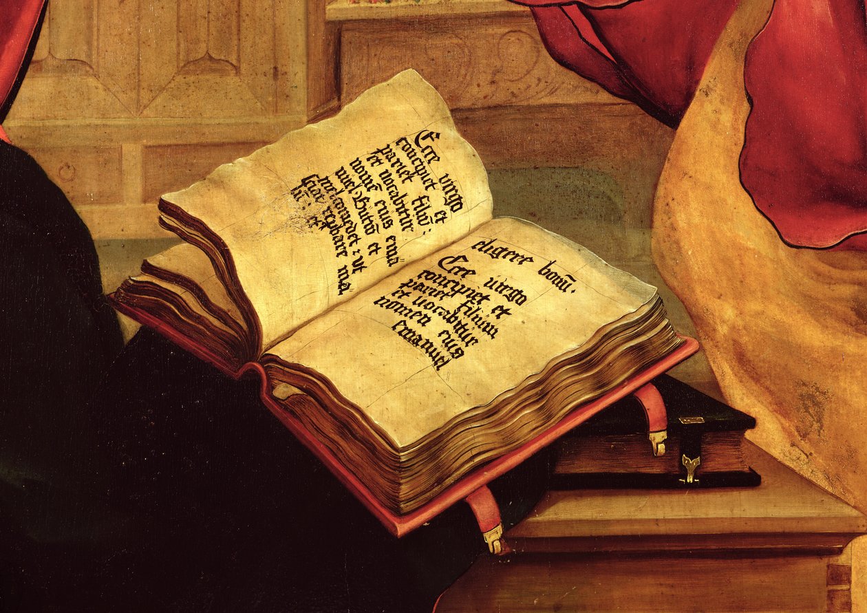 Jomfruens bog, detalje fra bebudelsen fra Isenheim-altertavlen, c1512-16 af Matthias Grünewald