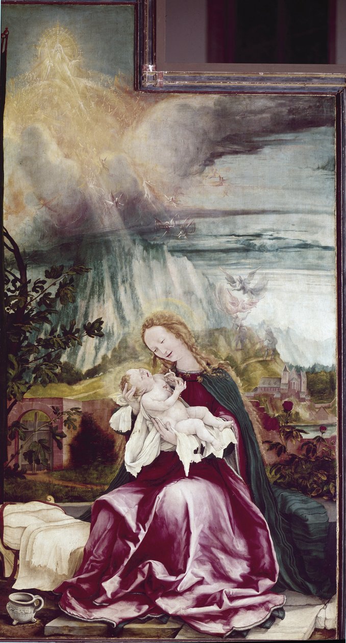 Allegori af Nativiten. Issenheim altertavle (eller Isenheim) - Maleri af Matthias Grunewald (ca. 1475-1528), olie på træ af Matthias (c.1480 1528) Grunewald