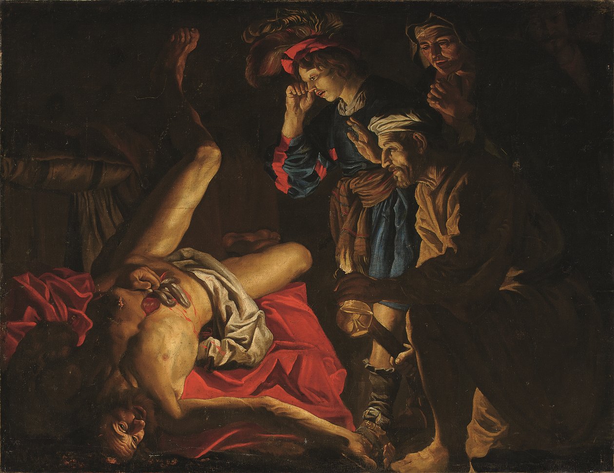 The Death of Cato (olie på lærred) af Matthias (c.1600 p.1650) (studio of) Stomer
