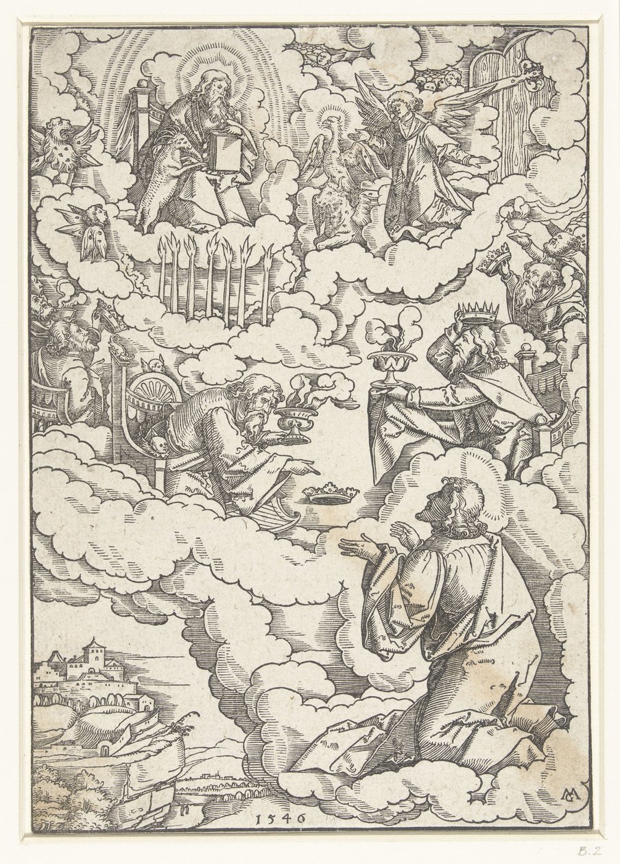 Hollandsk: Vision af evangelisten Johannes med den tronende Gud og de fireogtyve ældste af Matthias Gerung