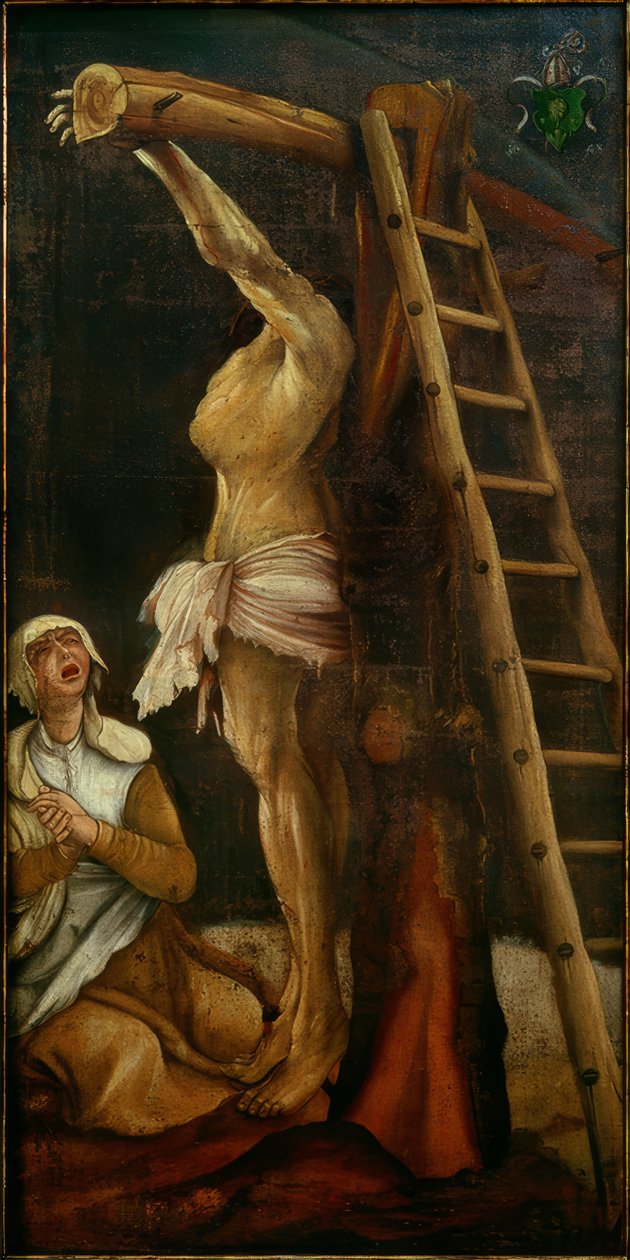 Kristus på korset med sørgende Maria Magdalene af Matthias Grünewald