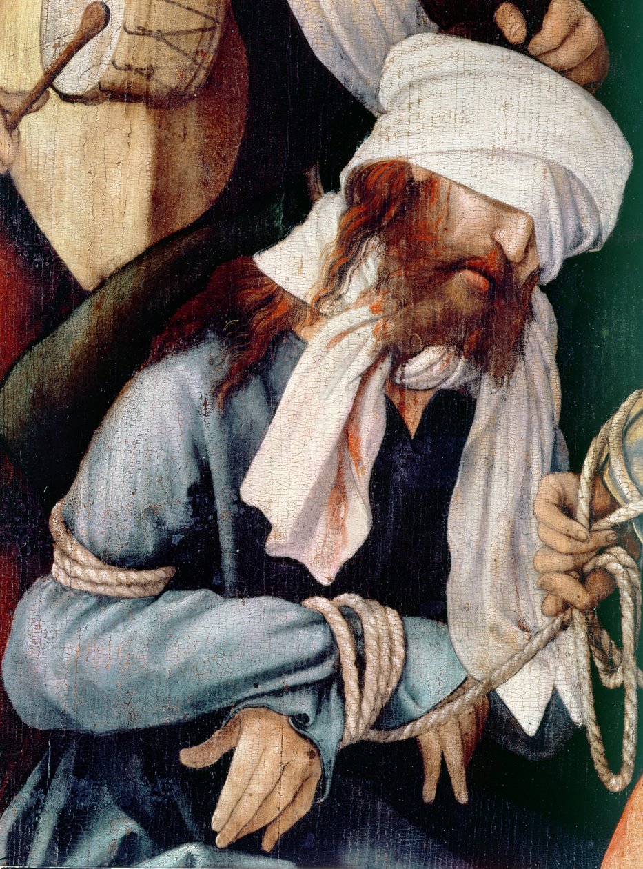 Detalje af Mocking of Christ olie på lærred af Matthias Grünewald