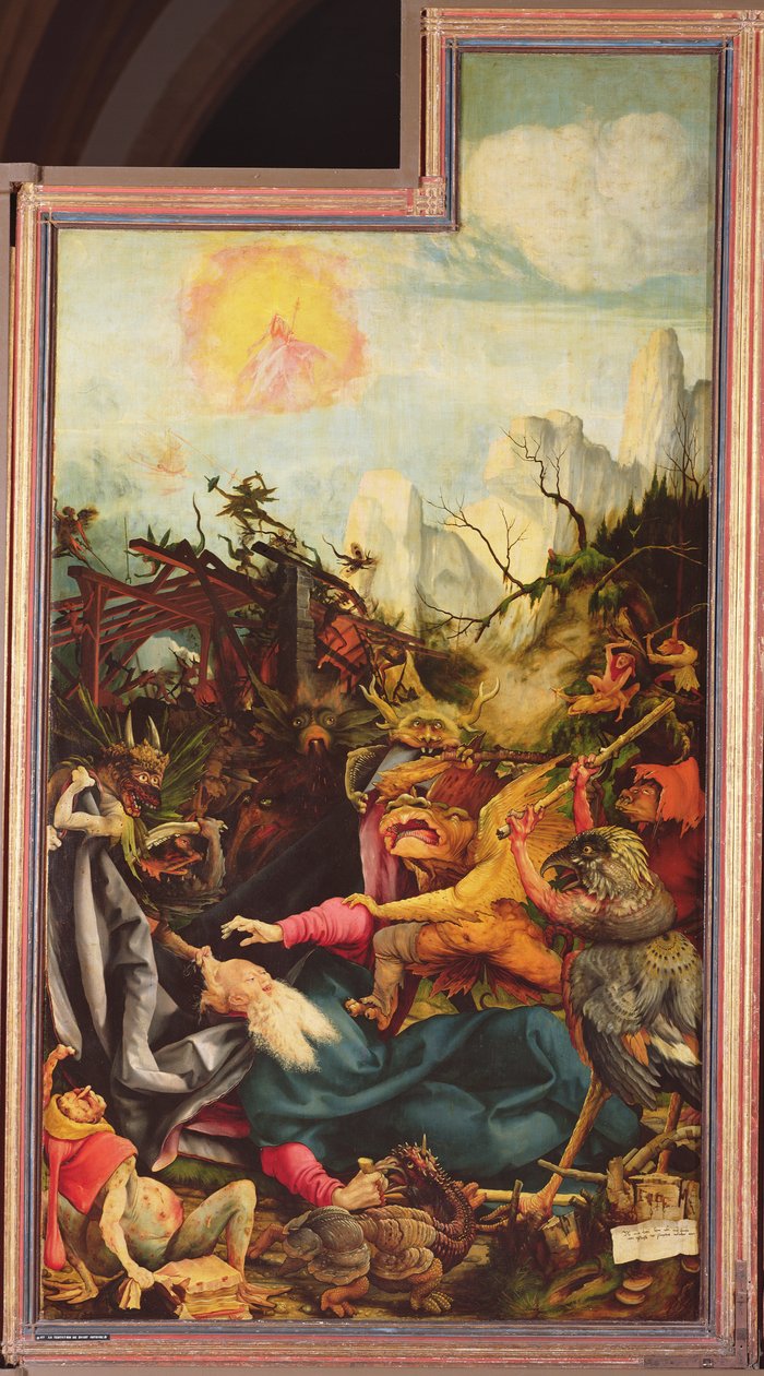 Sankt Antonius fristelse, fra Isenheim-altertavlen, ca. 1512-16 af Matthias Grünewald