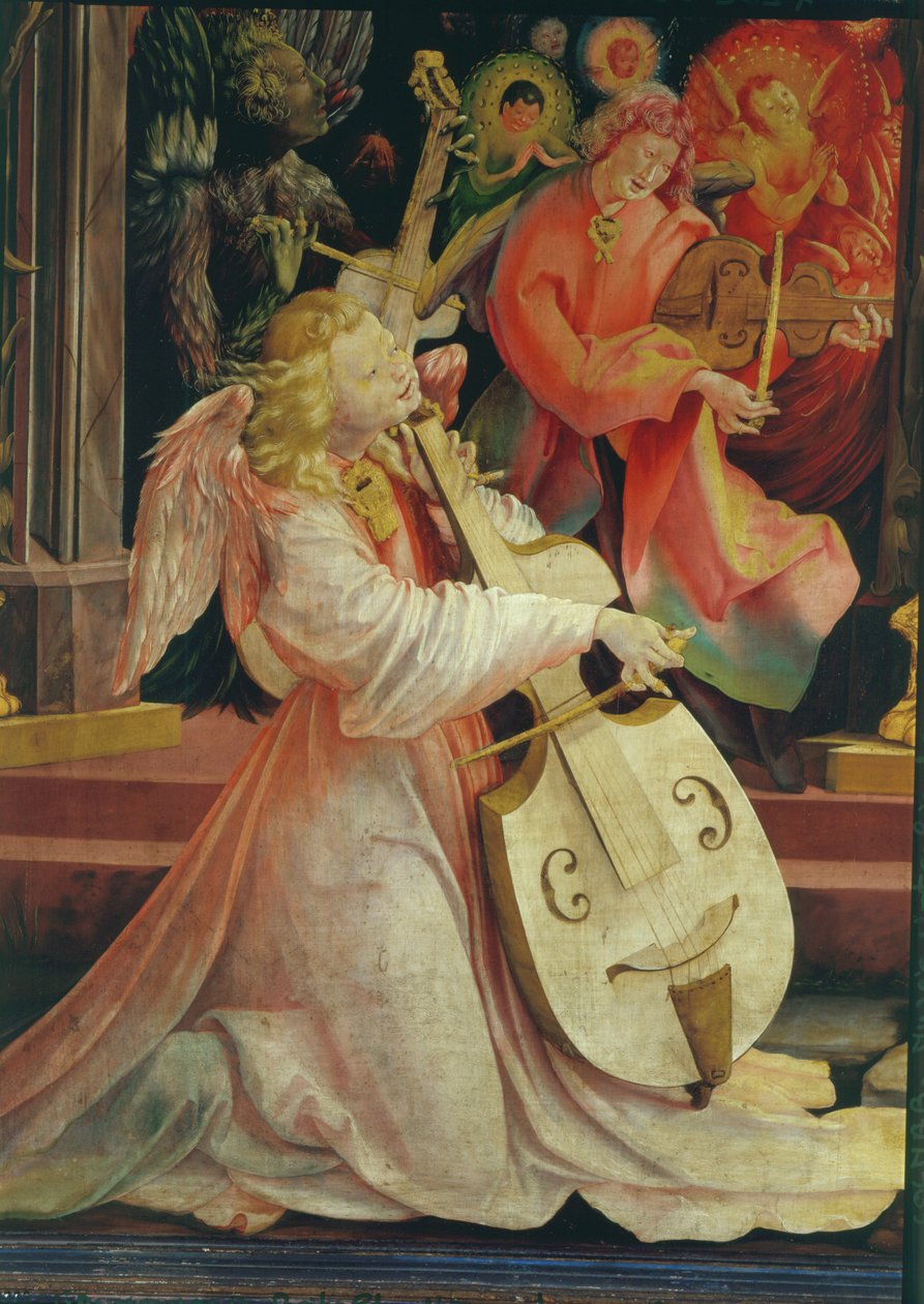 Englenes koncert, fra Isenheim-altertavlen, ca.1512-16 olie på panel detalje af 17670 af Matthias Grünewald
