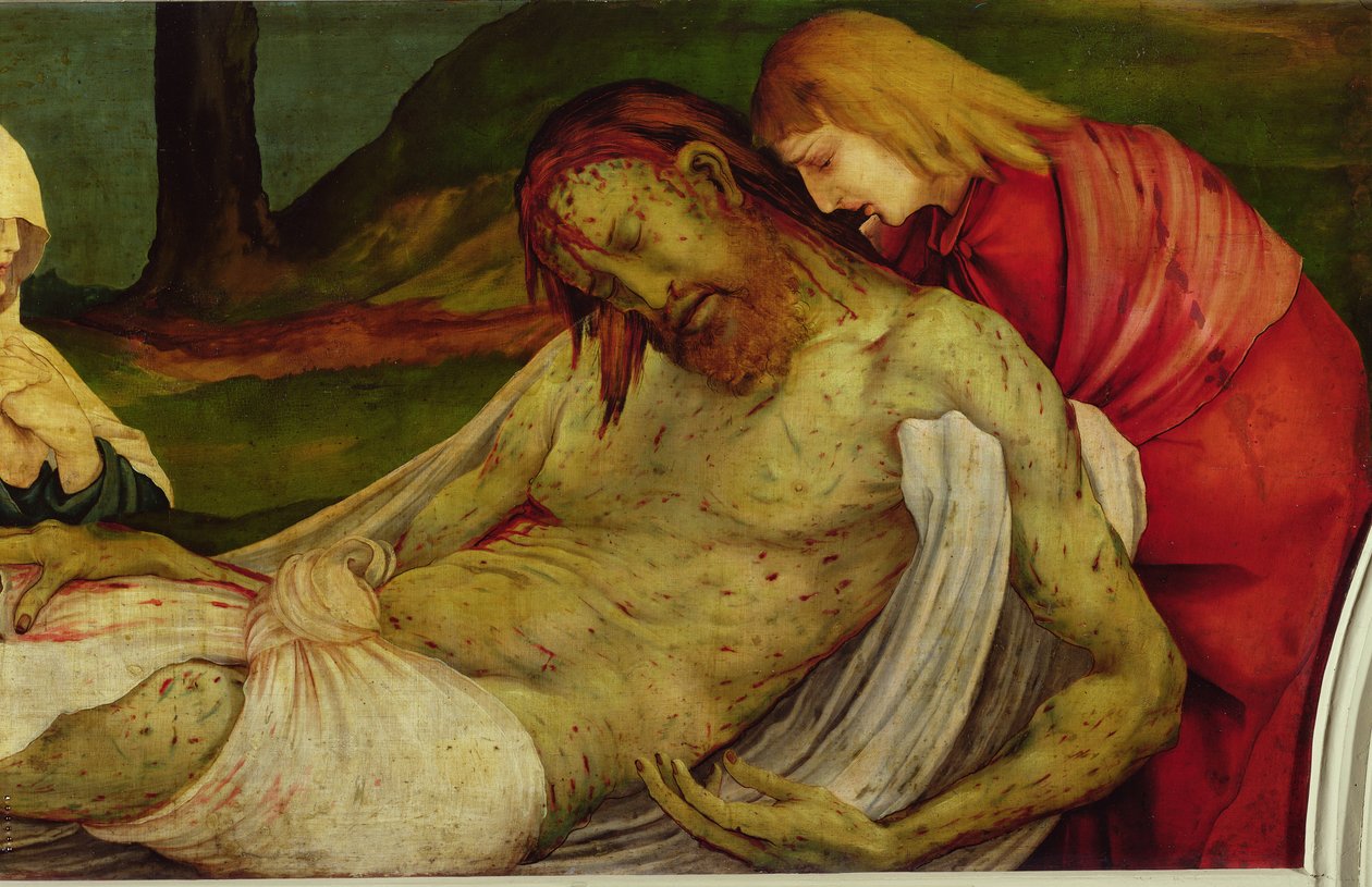 Begravelsen fra Isenheim-altertavlen, ca. 1512-16 af Matthias Grünewald