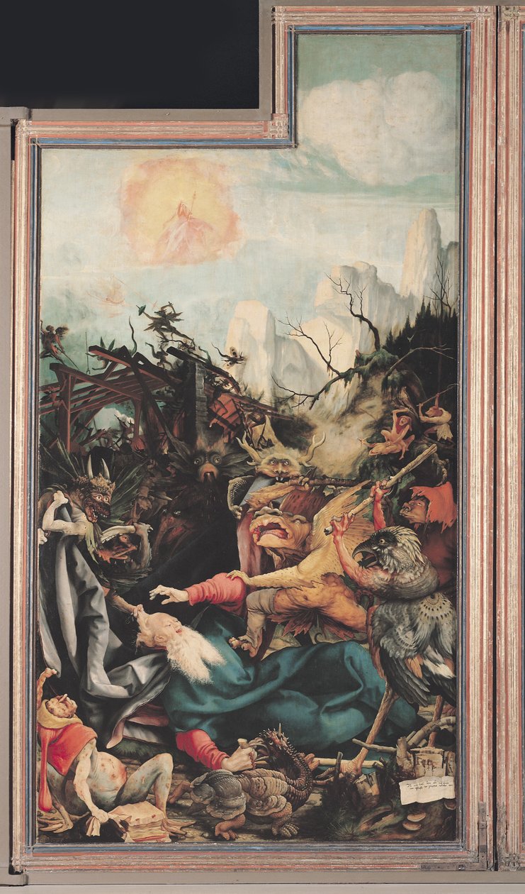 Isenheim-altertavlen. Højre fløj: The Temptation of Saint Anthony af Matthias Grünewald