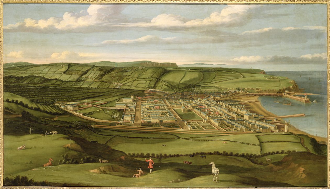 Whitehaven, Cumbria, viser Flatt Hall, ca. 1730-35 (olie på lærred) af Matthias Read