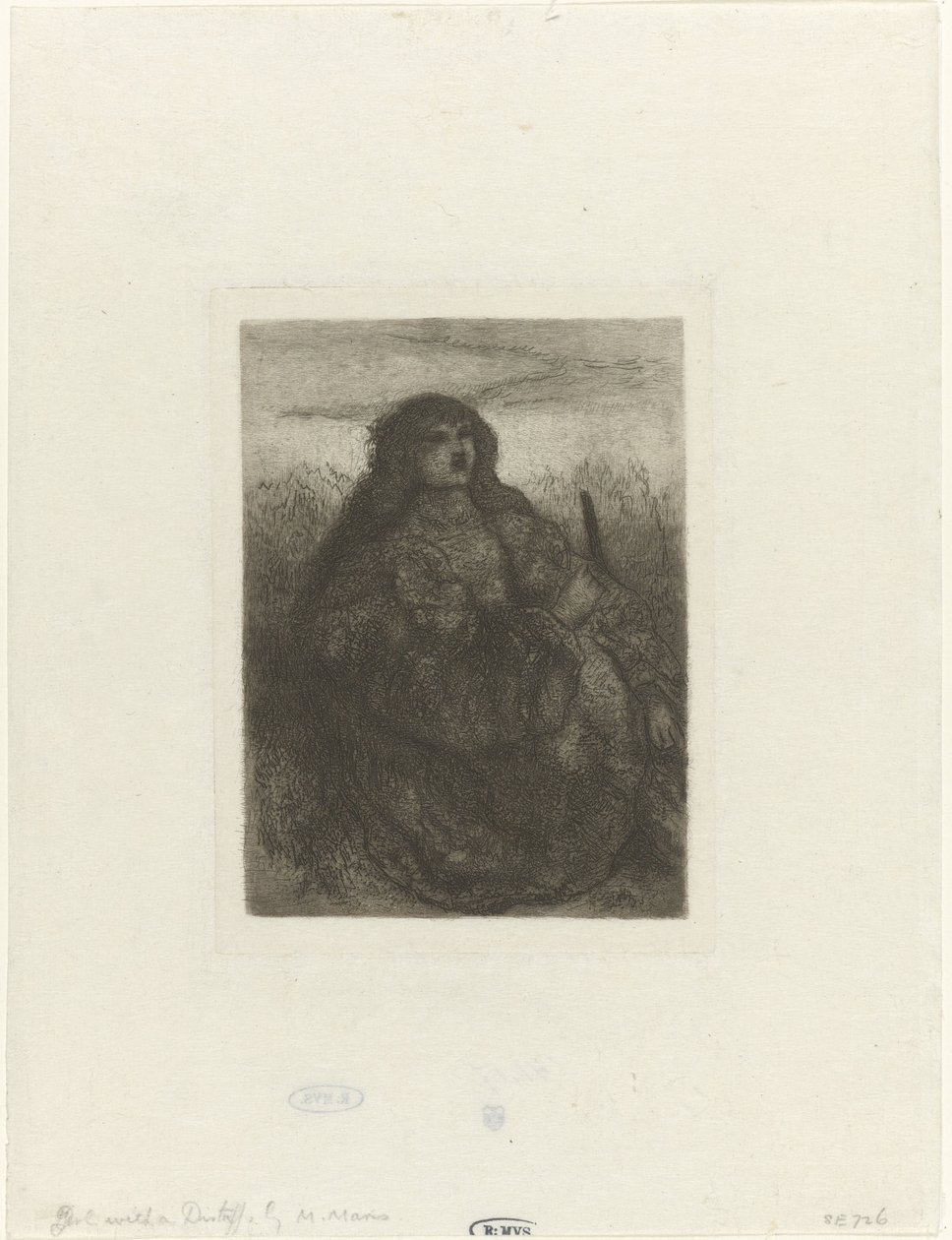 Kvinde i et landskab Kvinde med distaff af Matthijs Maris