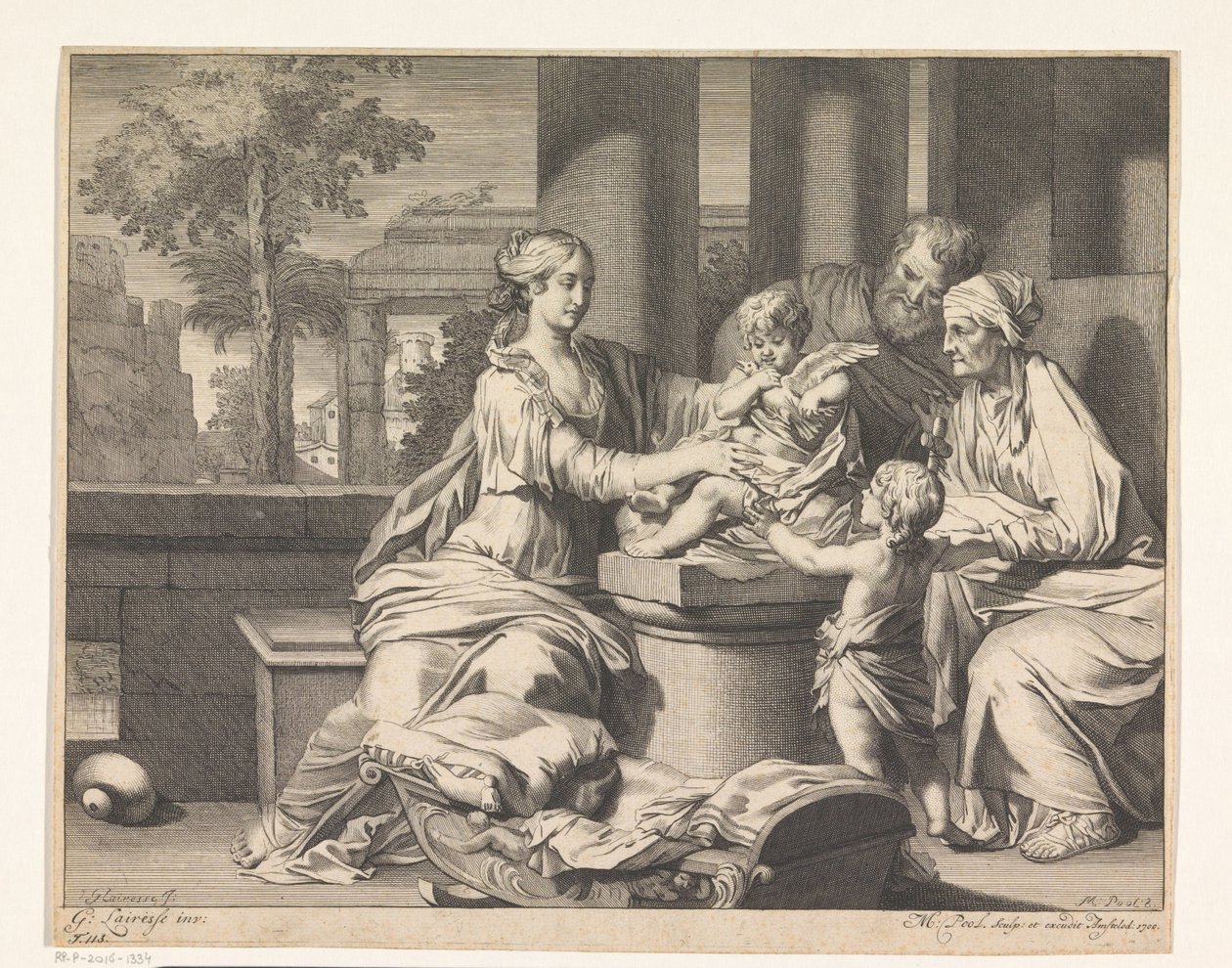 Hellig familie med Zacharias, Elizabeth og Johannes Døberen af Matthijs Pool