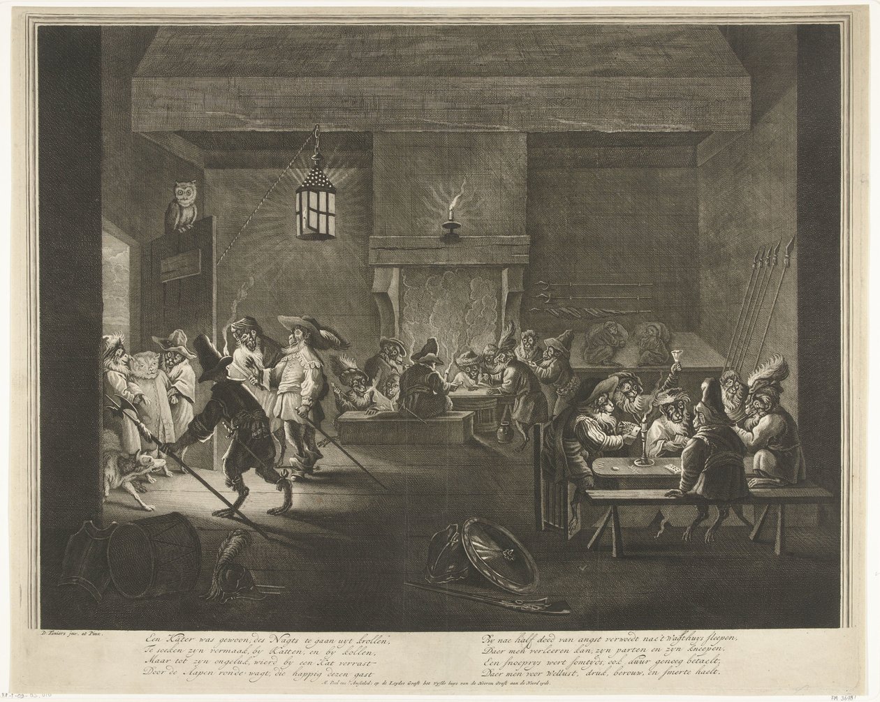 Vagtværelse med aber, ca. 1720 af Matthijs Pool