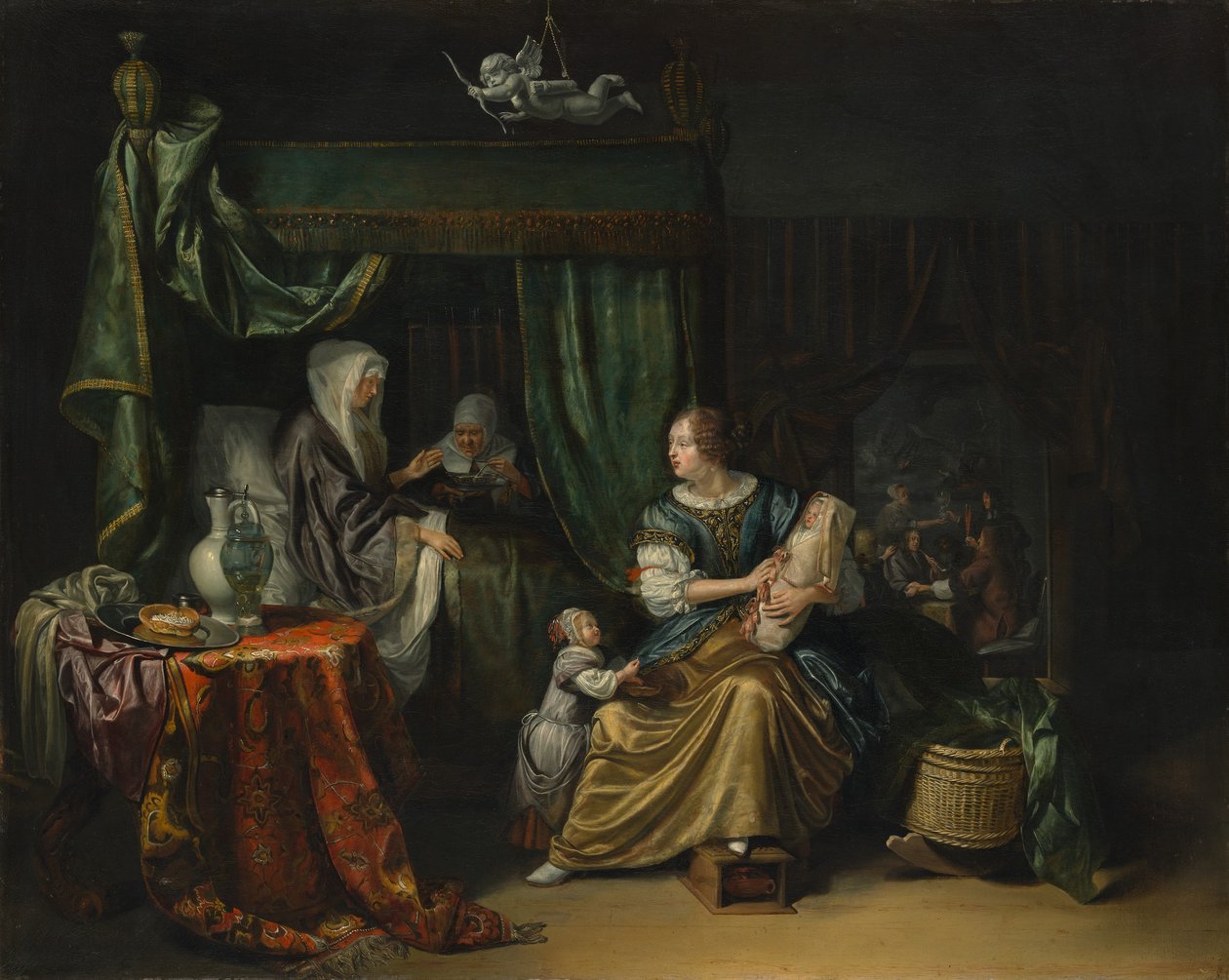 Det nyfødte barn, 1675. af Matthys Naiveu
