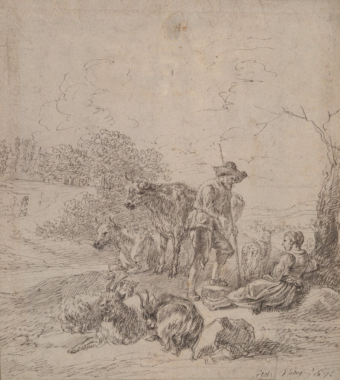 Pastoral Scene af Matthys van den Bergh