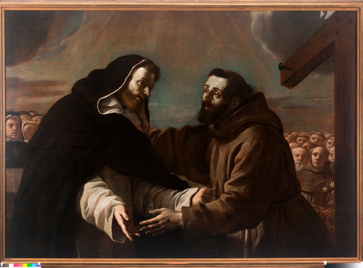 Mødet mellem Sankt Dominik og Sankt Frans af Assisi (olie på lærred af Mattia Preti